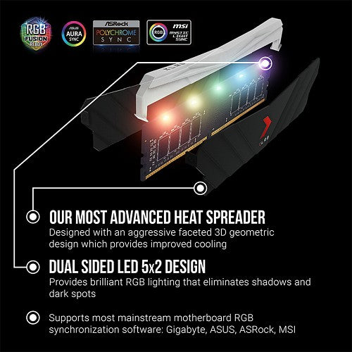 PNY XLR8 EPIC-X RGB DIMM DDR4 3200MHz 16GB (2X8GB) Desktop RAM PNY XLR8 EPIC-X RGB DIMM DDR4 3200MHz 16GB (2X8GB) Desktop RAM